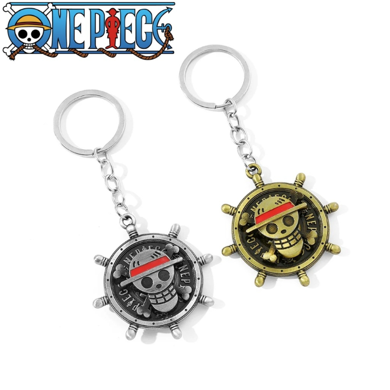 One Piece Straw Hat - Porte-clés rotatif, breloque métallique emblème des