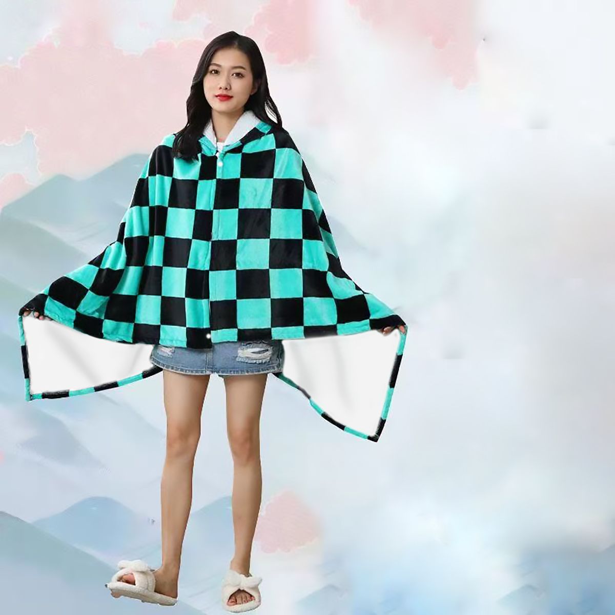 Cosplay Anime Zenitsu - Couverture en flanelle Anime avec capuche,