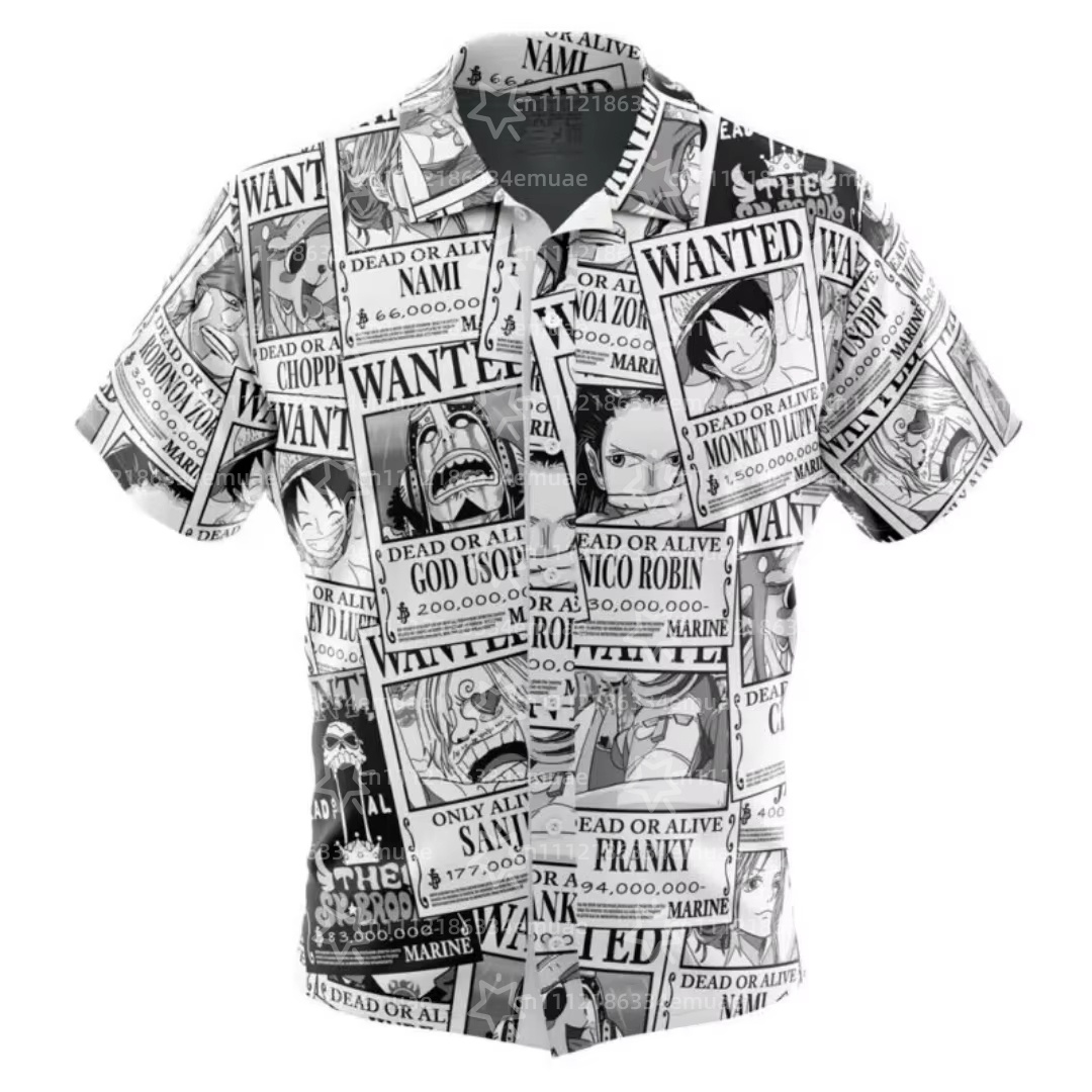 One Piece Straw Hat - Chemise Hawaïenne Aloha Strawhat à Boutons,